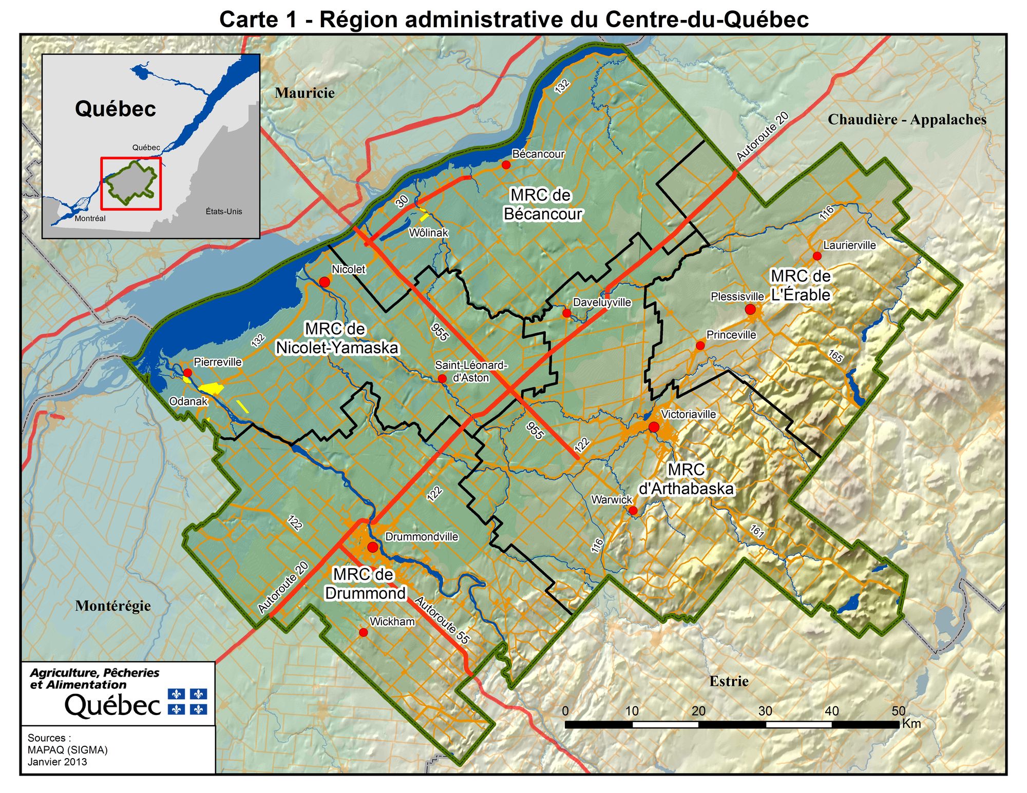 Carte de la région